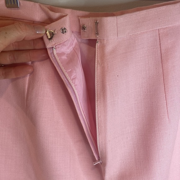Miss O by Oscar de la Renta Vintage Pink Linen Skirt Suit Set - Picture 9 of 10